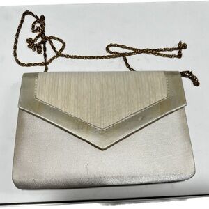 Carla Marchi cereal satin clutch with long gold chain (PB1)